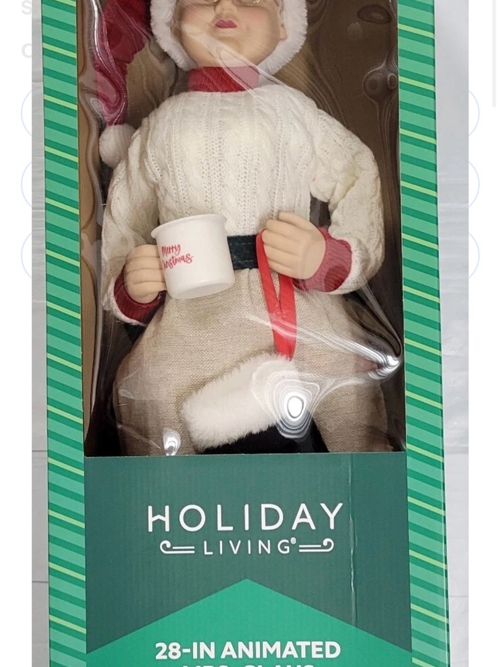 Holiday Living 28” Animated Musical Mrs. Claus with Mug & Stocking Christmas